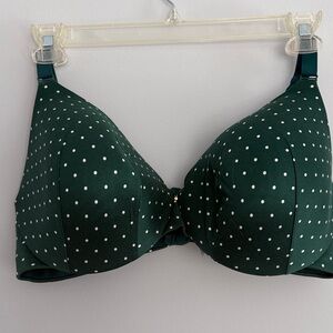 Cacique Dark Green Polka Dot Bra